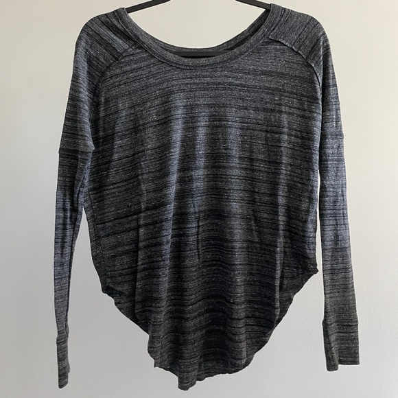 TNA Grey & Black Striped Long Sleeve Tee - Picture 1 of 3
